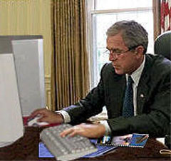 President Bush attempts to alter own Wikipedia entry: Photograph by anonymous aide