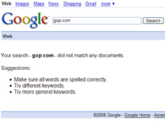 A Google search for gop.com returns zero results